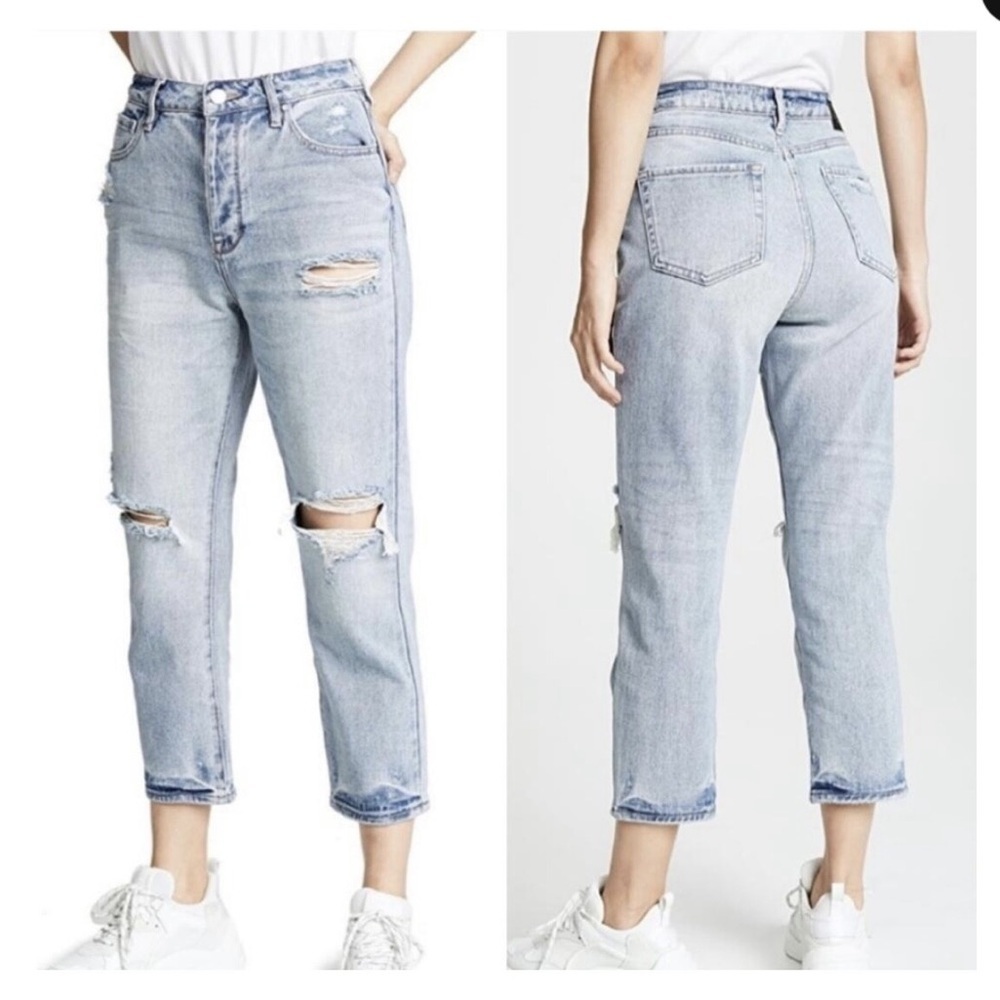 Kendall + Kylie Kendall Women High Rise Icon Straight Distressed Blue Denim